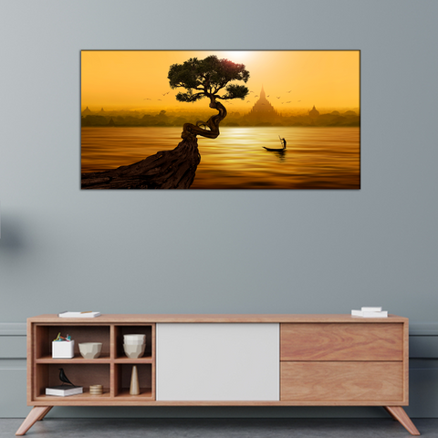 Twisted Tree and Sunset Canvas Print Wall Painting