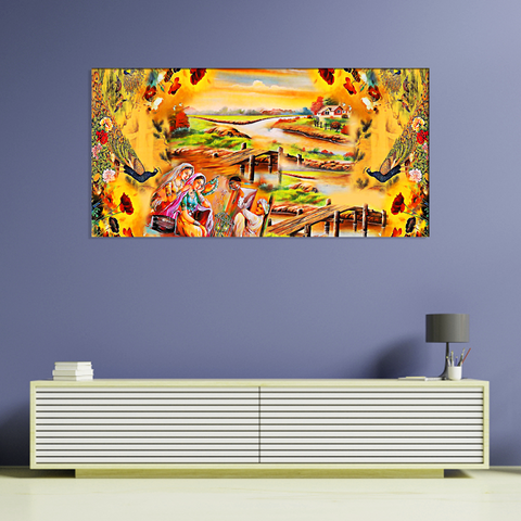 Village Nature Modern Art Canvas Print Wall Painting