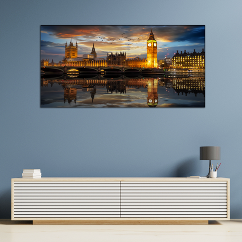 Big Ben Clock Tower Modern Art Canvas Wall Painting