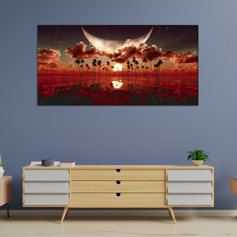 Abstract Moon Canvas Print Wall Painting