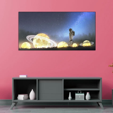 Astronaut Looking at Fallen Stars Abstract Canvas Wall Painting