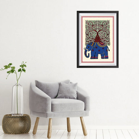 Grand Madhubani Elephant Painting Art wall frame