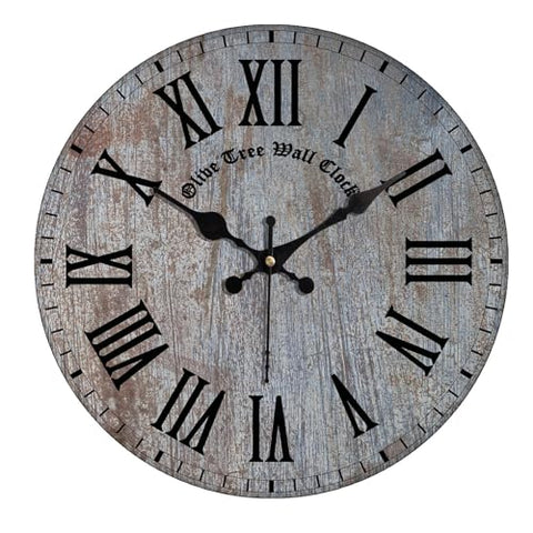 Olivetree Wooden Wall Clock 12" Silent Movement Decorative Wall Clock Classic Clock Battery Operated Round Easy to Read for Home, Living Room,Office(Multi) - 4053