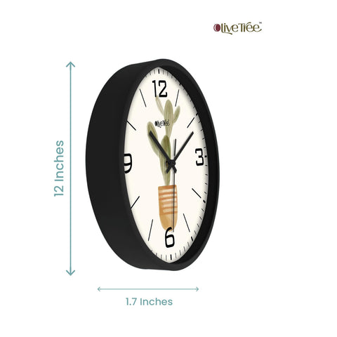 Olive Tree Wall Clock 12" Decorative Latest Plastic Wall Clock TIK-Tok Movement Classic Clock Battery Operated Round Easy to Read for Room/Home/Kitchen/Bedroom/Office/School - 9142