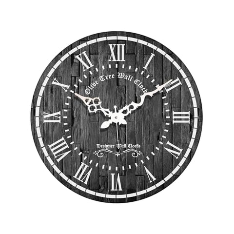 Olivetree Wooden Wall Clock 15" TIC TOC Movement Decorative Latest Wall Clock Classic Clock Battery Operated Round Easy to Read for Home, Living Room,Office(Multi) - 2025