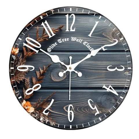 Olivetree Wooden Wall Clock 12" Silent Movement Decorative Wall Clock Classic Clock Battery Operated Round Easy to Read for Home, Living Room,Office(Multi) - 4053