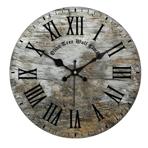 Olivetree Wooden Wall Clock 12" Silent Movement Decorative Wall Clock Classic Clock Battery Operated Round Easy to Read for Home, Living Room,Office(Multi) - 4053