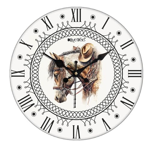 Olivetree Wooden Wall Clock 12" Silent Movement Decorative Wall Clock Classic Clock Battery Operated Round Easy to Read for Home, Living Room,Office(Multi) - 4053