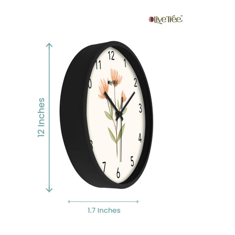 Olive Tree Wall Clock 12" Decorative Latest Plastic Wall Clock TIK-Tok Movement Classic Clock Battery Operated Round Easy to Read for Room