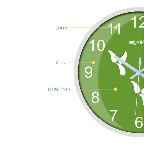 Olive Tree Wall Clock 12" Decorative Latest Plastic Wall Clock TIK-Tok Movement Classic Clock Battery Operated Round Easy to Read for Room/Home/Kitchen/Bedroom/Office/School - 9150