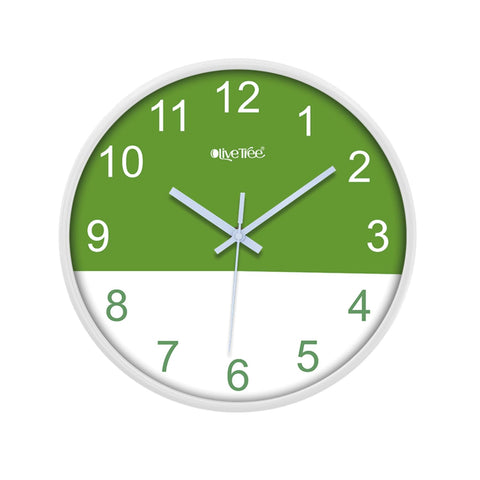 Olive Tree Wall Clock 12" Decorative Latest Plastic Wall Clock TIK-Tok Movement Classic Clock Battery Operated Round Easy to Read for Room/Home/Kitchen/Bedroom/Office/School - 9151