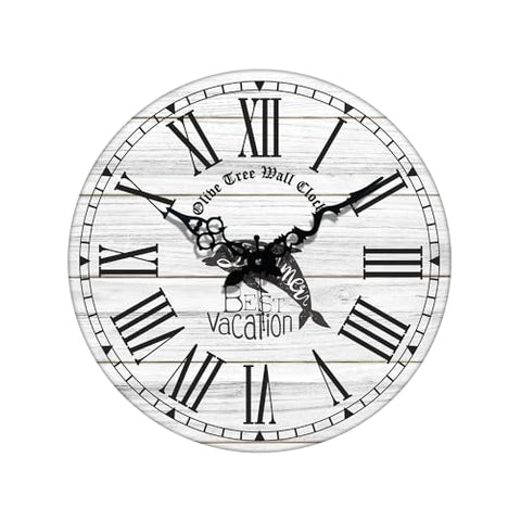 Olivetree Wooden Wall Clock 15" TIC TOC Movement Decorative Latest Wall Clock Classic Clock Battery Operated Round Easy to Read for Home, Living Room,Office(Multi) - 2025