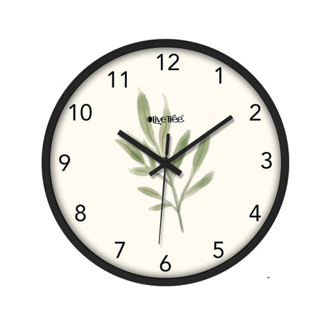 Olive Tree Wall Clock 12" Decorative Latest Plastic Wall Clock TIK-Tok Movement Classic Clock Battery Operated Round Easy to Read for Room/Home/Kitchen/Bedroom/Office/School - 9154