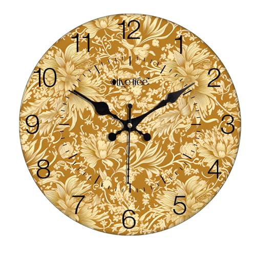 Olivetree Wooden Wall Clock 12" Silent Movement Decorative Wall Clock Classic Clock Battery Operated Round Easy to Read for Home, Living Room,Office(Multi) - 4053