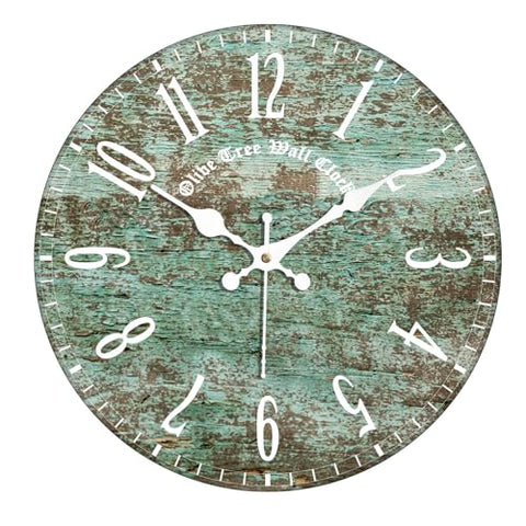 Olivetree Wooden Wall Clock 12" Silent Movement Decorative Wall Clock Classic Clock Battery Operated Round Easy to Read for Home, Living Room,Office(Multi) - 4053