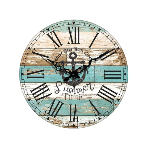 Olivetree Wooden Wall Clock 15" TIC TOC Movement Decorative Latest Wall Clock Classic Clock Battery Operated Round Easy to Read for Home, Living Room,Office(Multi) - 2025