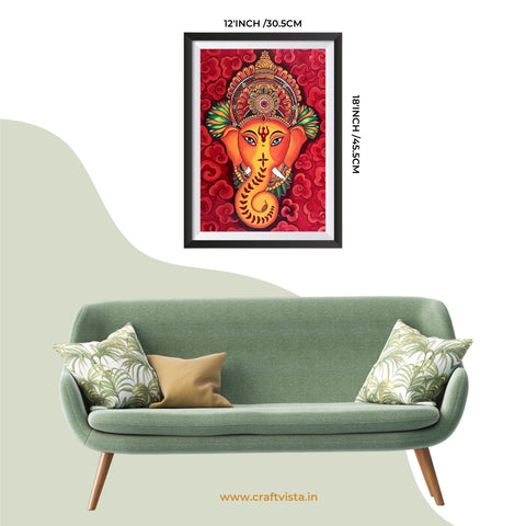 Handcrafted Shri Ganesha Kalamkari ART WALL FRAME