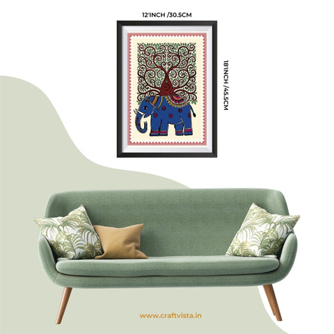 Grand Madhubani Elephant Painting Art wall frame