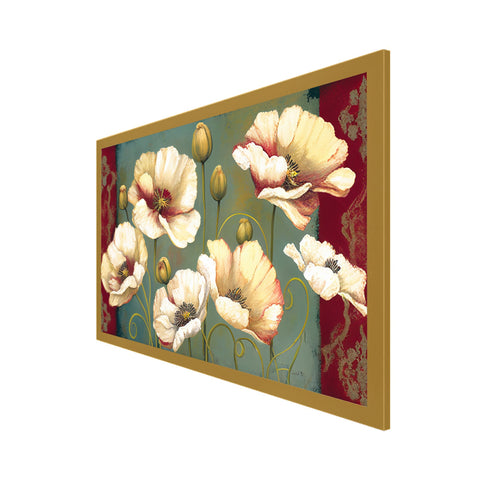 Abstract Golden Flowers Floating Frame Canvas Painting for Wall Decoration Art Print