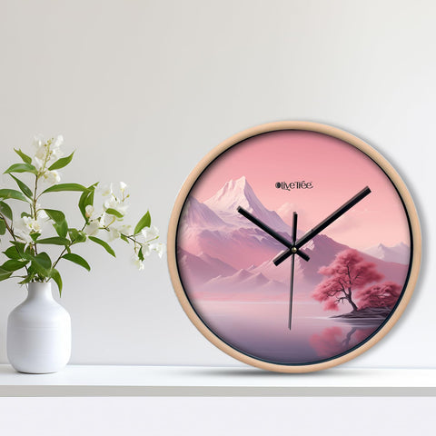 Olive Tree Wall Clock for Living Room, Home, Bedroom Walls, Kitchen, Office, Round Shape Designer Plastic Wall Clock for Home Decor, 12- inch,30 x 30 cm -9348