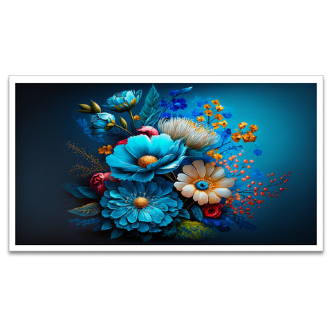 Colorful Flower Bunch Floating Frame Floral Canvas Wall Painting