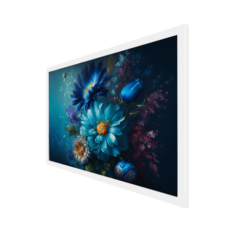 Blue and Yellow Flowers Floating Framed Canvas Wall Painting