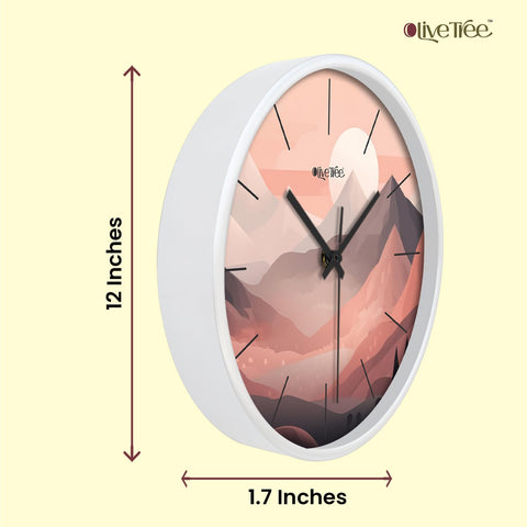 Olive Tree Wall Clock for Living Room, Home, Bedroom Walls, Kitchen, Office, Round Shape Designer Plastic Wall Clock for Home Decor, 12- inch,30 x 30 cm -9326