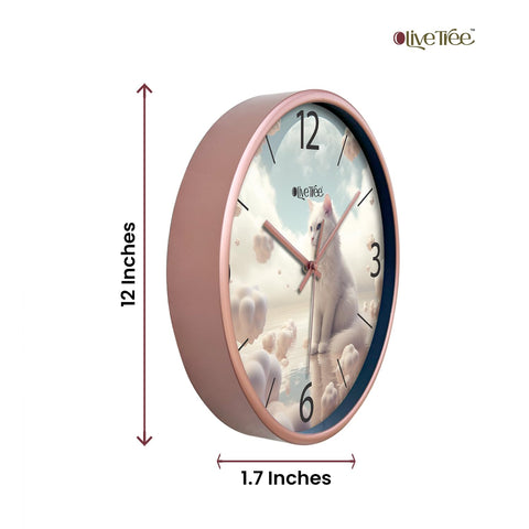 Olive Tree Wall Clock for Living Room, Home, Bedroom Walls, Kitchen, Office, Round Shape Designer Plastic Wall Clock for Home Decor, 12- inch,30 x 30 cm -9434