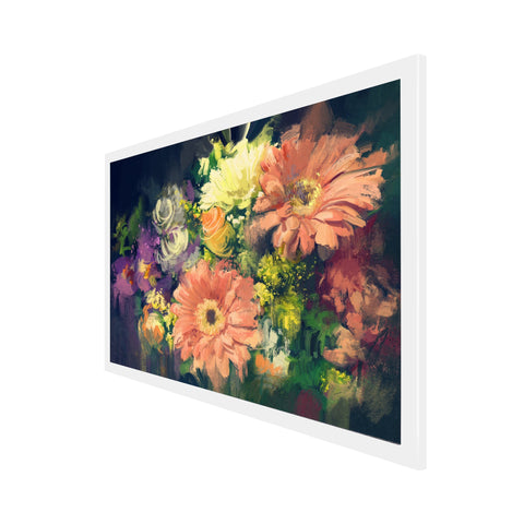 Decor Beautiful Flowers Bouquet Floating Frame Canvas Wall Painting