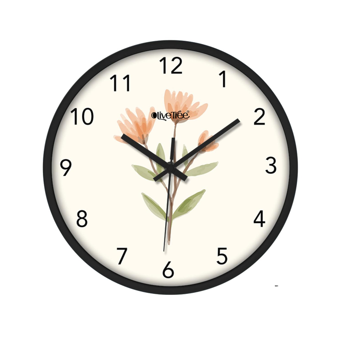 Olive Tree Wall Clock 12" Decorative Latest Plastic Wall Clock TIK-Tok Movement Classic Clock Battery Operated Round Easy to Read for Room