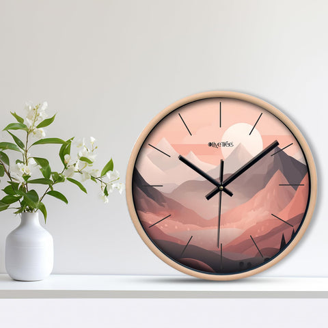 Olive Tree Wall Clock for Living Room, Home, Bedroom Walls, Kitchen, Office, Round Shape Designer Plastic Wall Clock for Home Decor, 12- inch,30 x 30 cm -9338