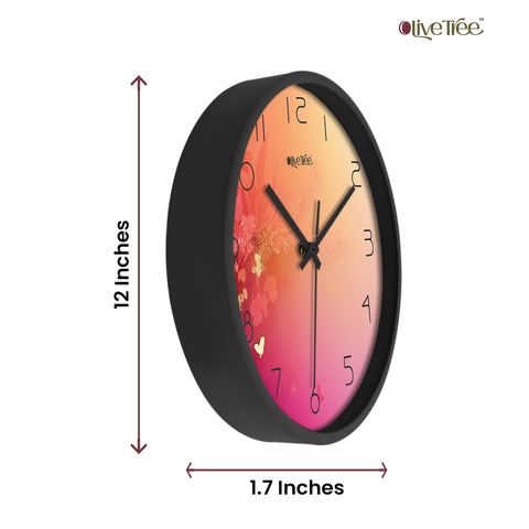 Olive Tree Wall Clock for Living Room, Home, Bedroom Walls, Kitchen, Office, Round Shape Designer Plastic Wall Clock for Home Decor, 12- inch,30 x 30 cm -9309