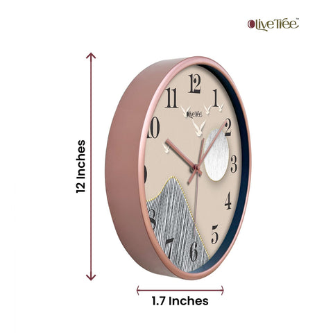 Olive Tree Wall Clock for Living Room, Home, Bedroom Walls, Kitchen, Office, Round Shape Designer Plastic Wall Clock for Home Decor, 12- inch,30 x 30 cm -9423