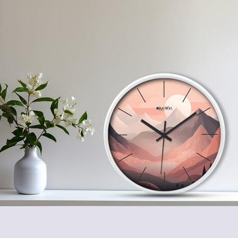 Olive Tree Wall Clock for Living Room, Home, Bedroom Walls, Kitchen, Office, Round Shape Designer Plastic Wall Clock for Home Decor, 12- inch,30 x 30 cm -9326