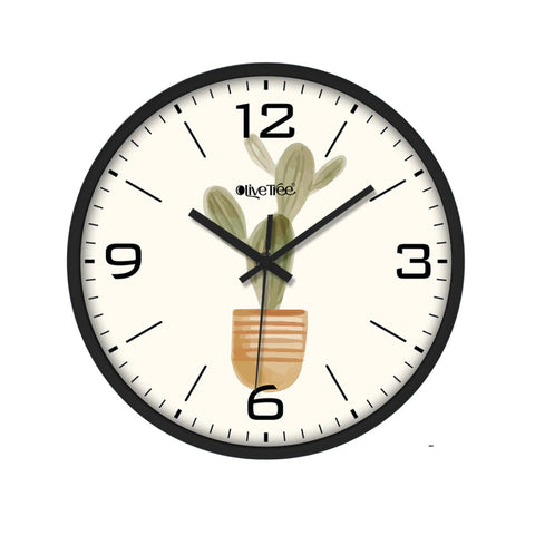 Olive Tree Wall Clock 12" Decorative Latest Plastic Wall Clock TIK-Tok Movement Classic Clock Battery Operated Round Easy to Read for Room/Home/Kitchen/Bedroom/Office/School - 9142