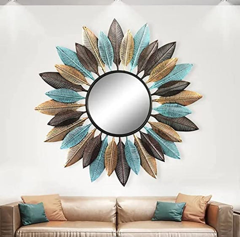 Multicolor Leaf Design Wall Mirror