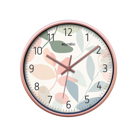 Olive Tree Wall Clock for Living Room, Home, Bedroom Walls, Kitchen, Office, Round Shape Designer Plastic Wall Clock for Home Decor, 12- inch,30 x 30 cm -9447