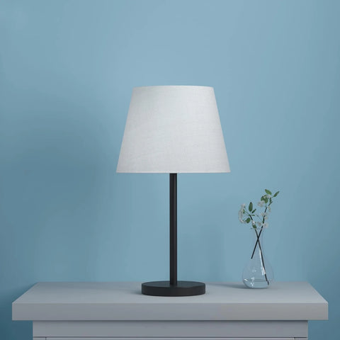 Table Lamp Black Sleek 19 inches Height with Off White 10 inches Diameter Lamp shade