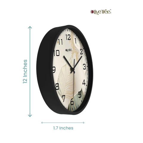 Olive Tree Wall Clock 12" Decorative Latest Plastic Wall Clock TIK-Tok Movement Classic Clock Battery Operated Round Easy to Read for Room/Home/Kitchen/Bedroom/Office/School - 9055