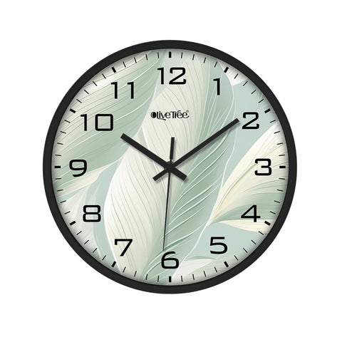 Olive Tree Wall Clock 12" Decorative Latest Plastic Wall Clock TIK-Tok Movement Classic Clock Battery Operated Round Easy to Read for Room/Home/Kitchen/Bedroom/Office/School - 9054