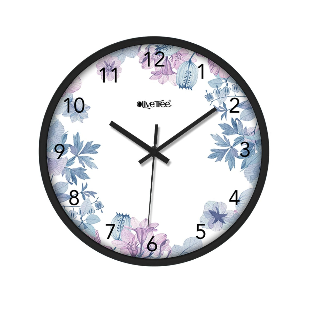 Olive Tree Wall Clock 12" Decorative Latest Plastic Wall Clock TIK-Tok Movement Classic Clock Battery Operated Round Easy to Read for Room/Home/Kitchen/Bedroom/Office/School - 9085