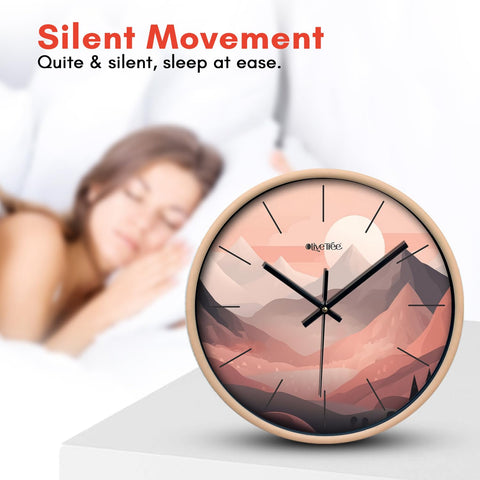 Olive Tree Wall Clock for Living Room, Home, Bedroom Walls, Kitchen, Office, Round Shape Designer Plastic Wall Clock for Home Decor, 12- inch,30 x 30 cm -9338