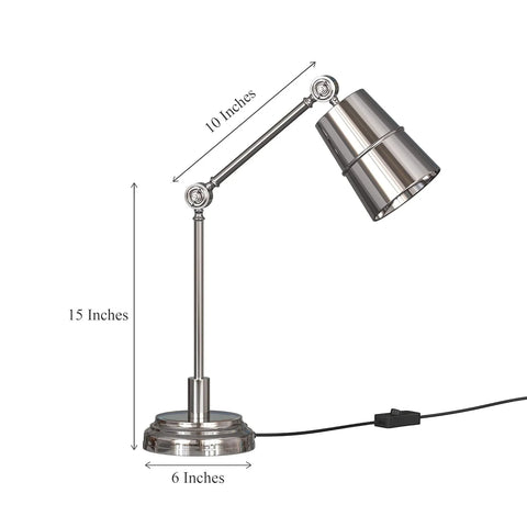 Study Desk Office Reading Table Lamp Silver Nickel with Adjustable Moveable Head and Body