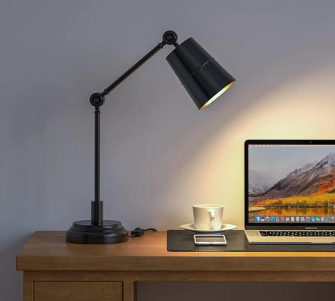 Study Desk Office Reading Table Lamp Black Polished with Adjustable Moveable Head and Body