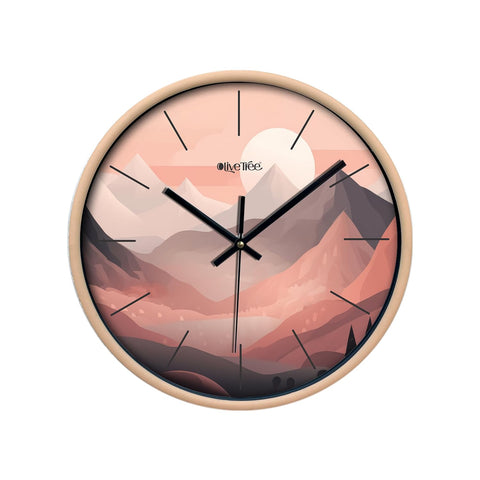 Olive Tree Wall Clock for Living Room, Home, Bedroom Walls, Kitchen, Office, Round Shape Designer Plastic Wall Clock for Home Decor, 12- inch,30 x 30 cm -9338