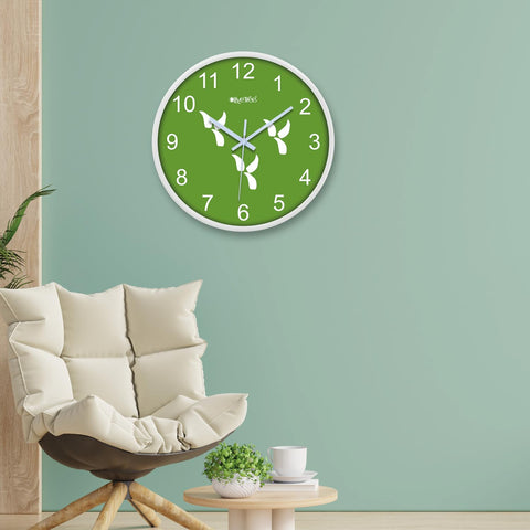 Olive Tree Wall Clock 12" Decorative Latest Plastic Wall Clock TIK-Tok Movement Classic Clock Battery Operated Round Easy to Read for Room/Home/Kitchen/Bedroom/Office/School - 9150