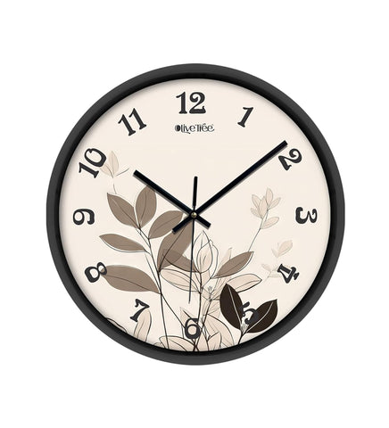 Olive Tree Wall Clock for Living Room, Home, Bedroom Walls, Kitchen, Office, Round Shape Designer Plastic Wall Clock for Home Decor, 12- inch,30 x 30 cm -9363