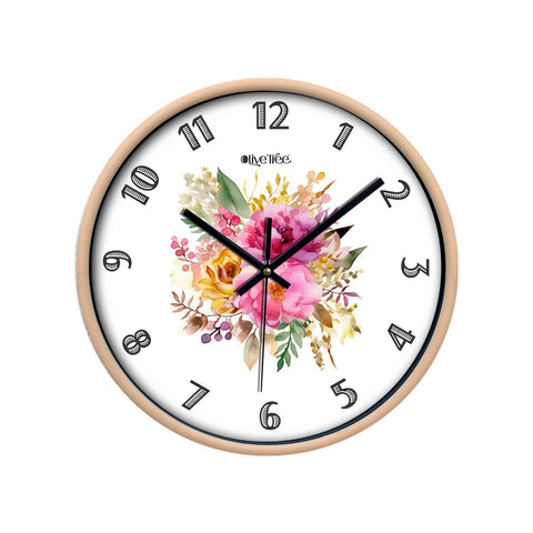 Olive Tree Wall Clock for Living Room, Home, Bedroom Walls, Kitchen, Office, Round Shape Designer Plastic Wall Clock for Home Decor, 12- inch,30 x 30 cm -9402