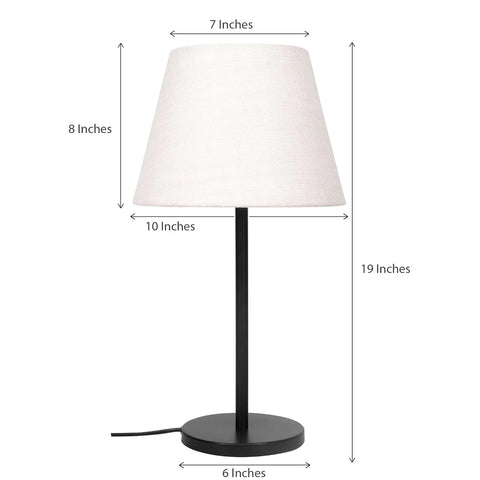 Table Lamp Black Sleek 19 inches Height with Off White 10 inches Diameter Lamp shade