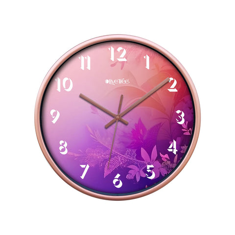 Olive Tree Wall Clock for Living Room, Home, Bedroom Walls, Kitchen, Office, Round Shape Designer Plastic Wall Clock for Home Decor, 12- inch,30 x 30 cm -9324